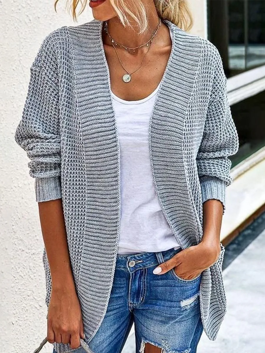 Women Wool/Knitting Plain Long Sleeve Comfy Casual Cardigan