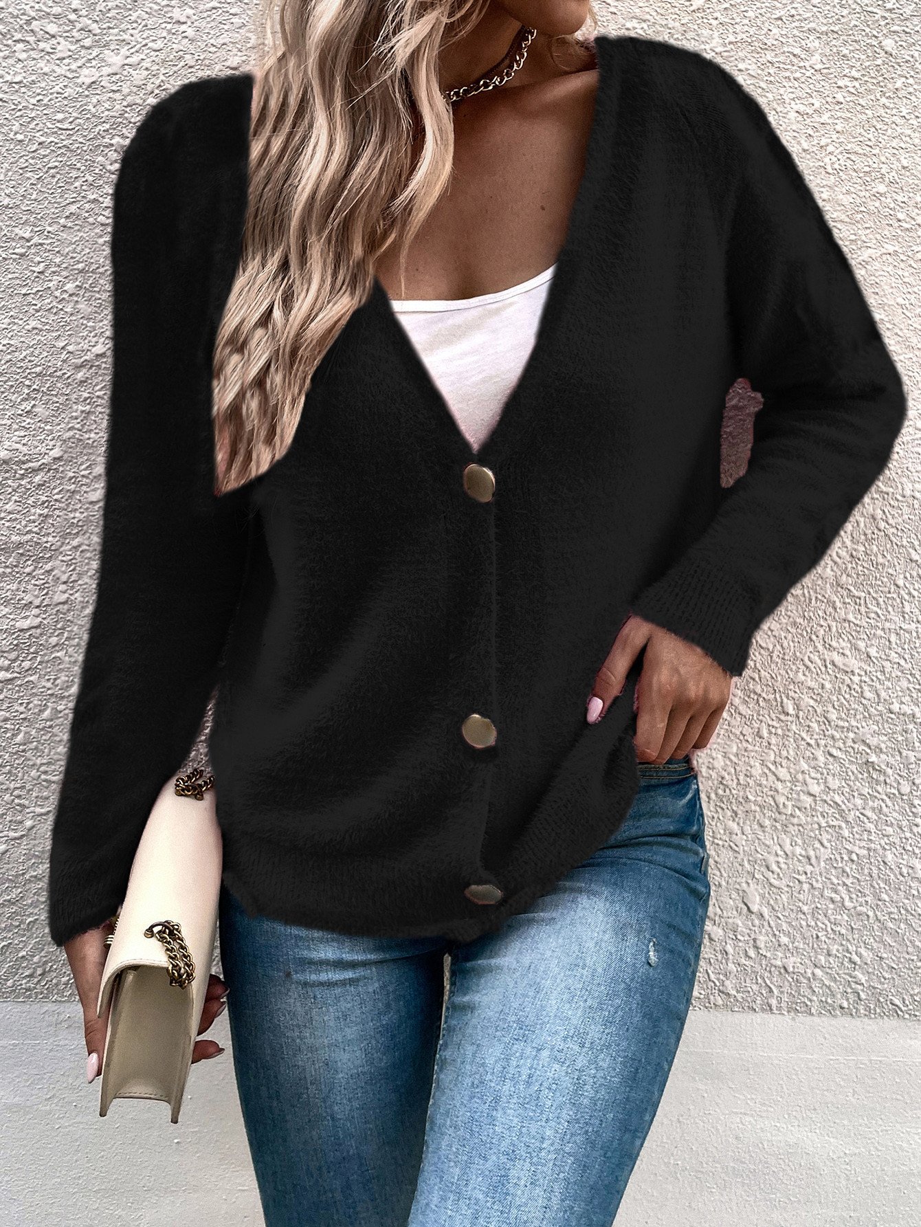 Women Wool/Knitting Plain Long Sleeve Comfy Casual Cardigan