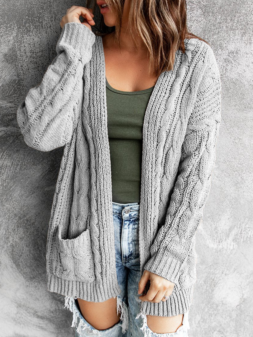 Women Wool/Knitting Plain Long Sleeve Comfy Casual Cardigan