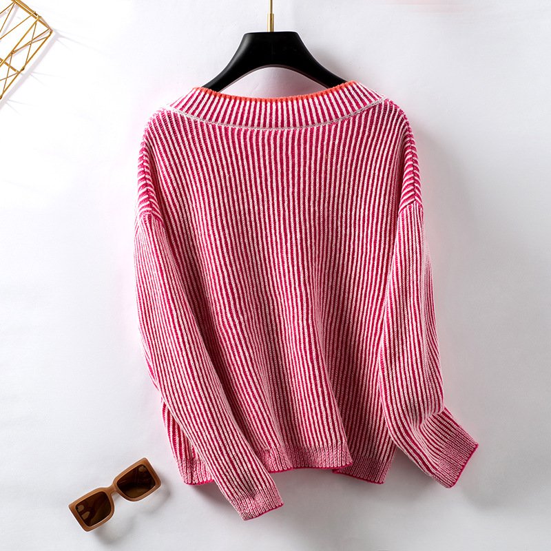 Women Yarn/Wool Yarn Plain Long Sleeve Comfy Casual Sweater