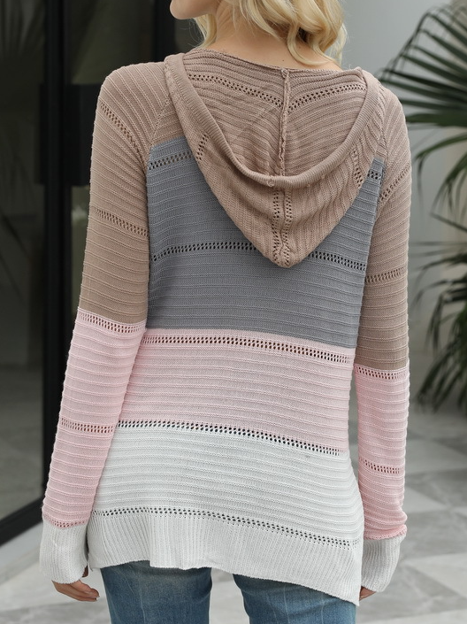 Women Yarn/Wool Yarn Color Block Long Sleeve Comfy Casual Sweater