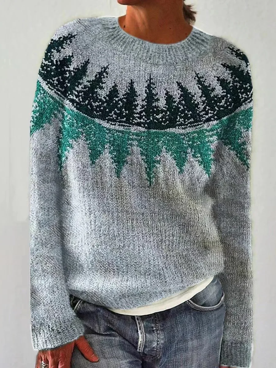 Women Yarn/Wool Yarn Ethnic Long Sleeve Comfy Casual Sweater