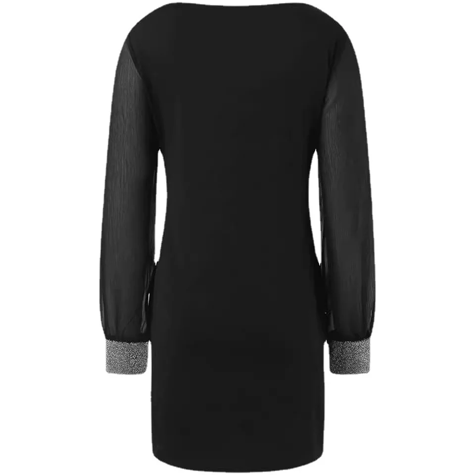 Women Plain V Neck Long Sleeve Comfy Casual Midi Dress