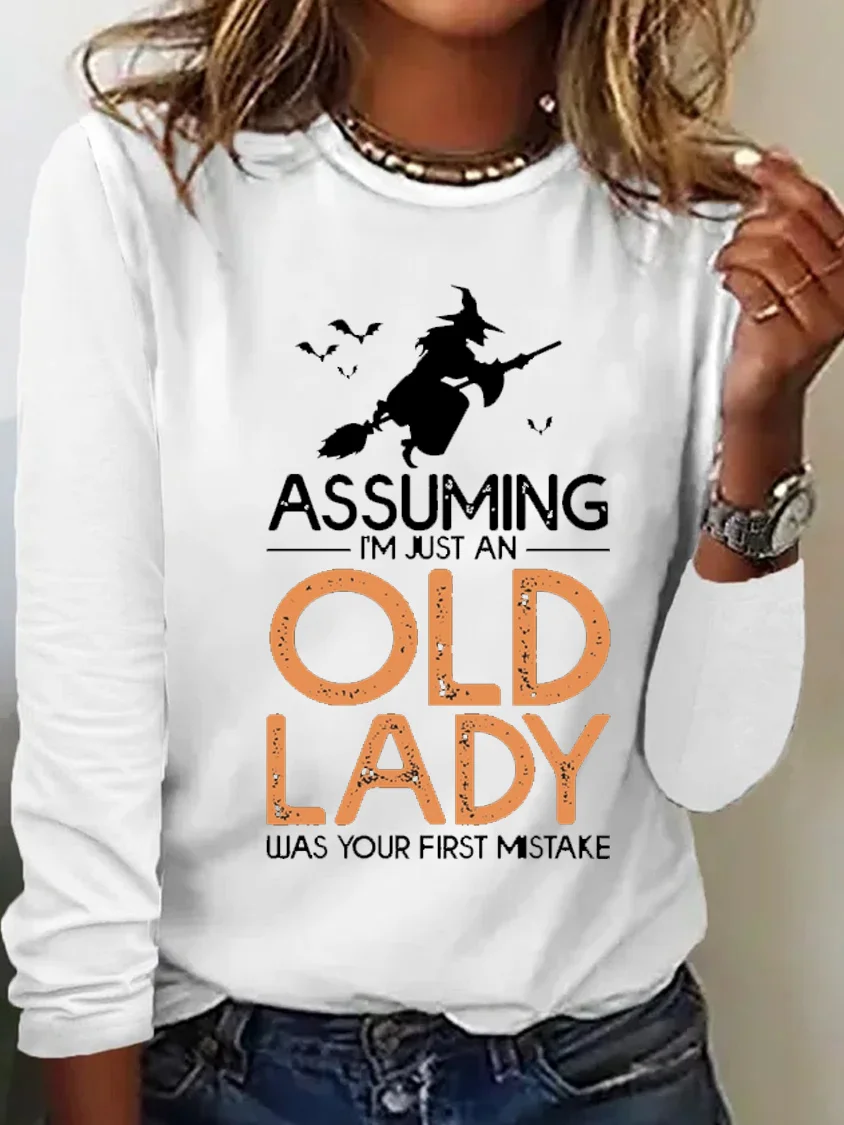 Casual Halloween Crew Neck Long Sleeve T-shirt