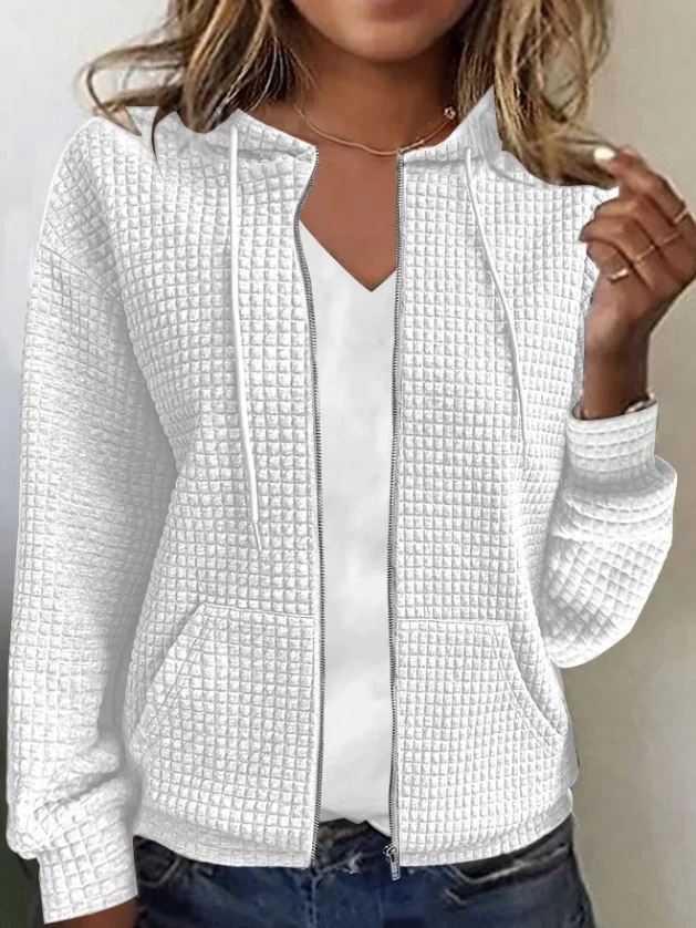 Women's Plain Buttoned Regular Loose Jacket