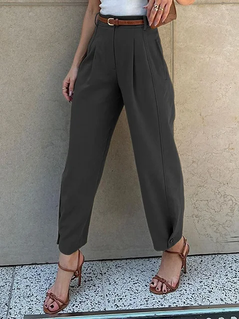 Urban Plain Ankle Pants Ruched Pant