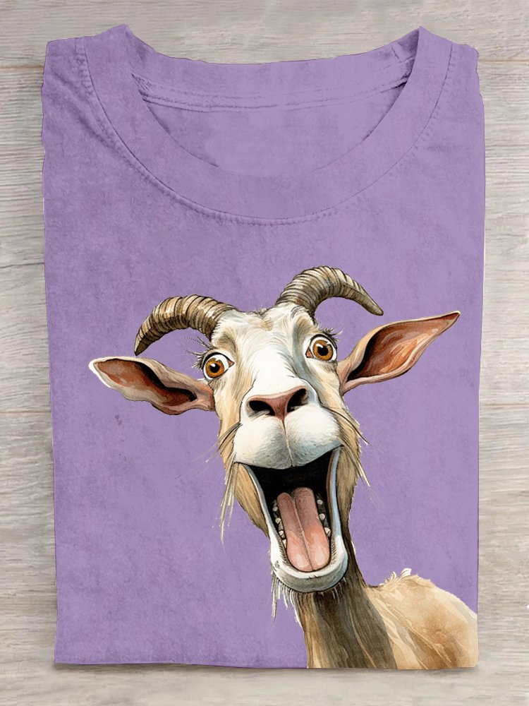 Casual Animal Crew Neck Short Sleeve T-shirt