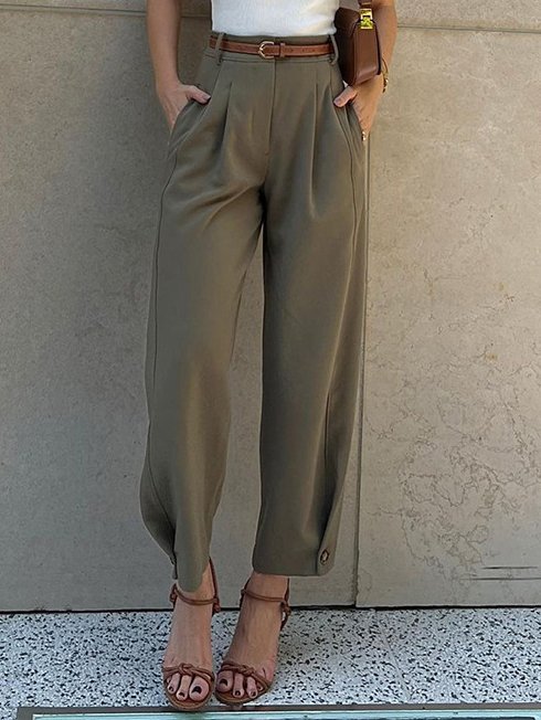 Urban Plain Ankle Pants Ruched Pant