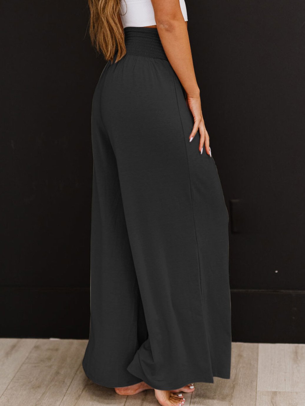 Casual Plain Long Elastic Waist Scramble Pants