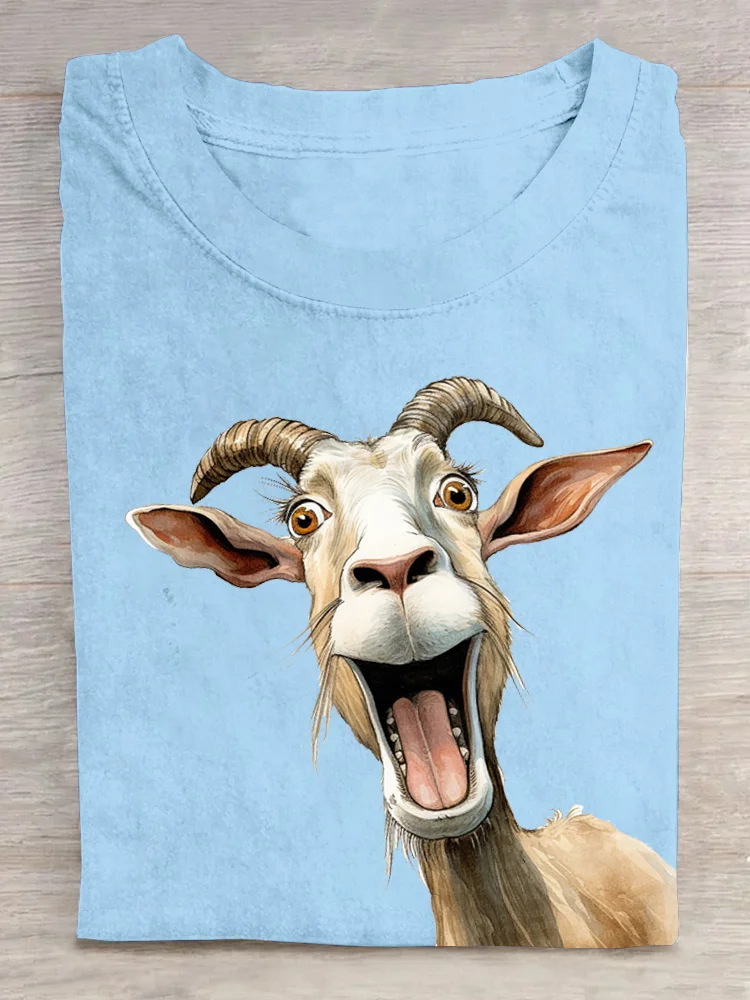 Casual Animal Crew Neck Short Sleeve T-shirt