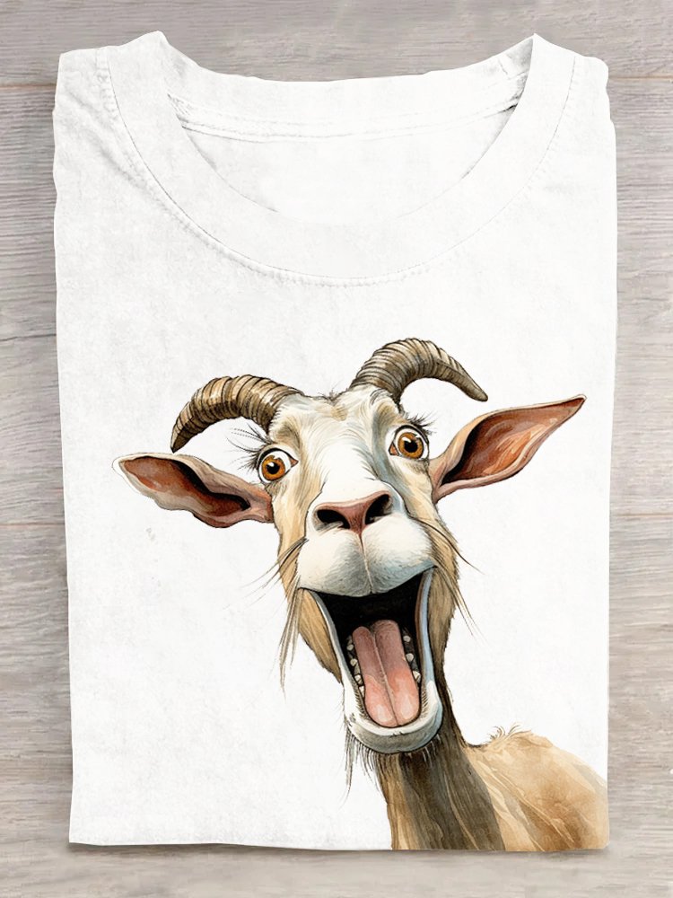 Casual Animal Crew Neck Short Sleeve T-shirt