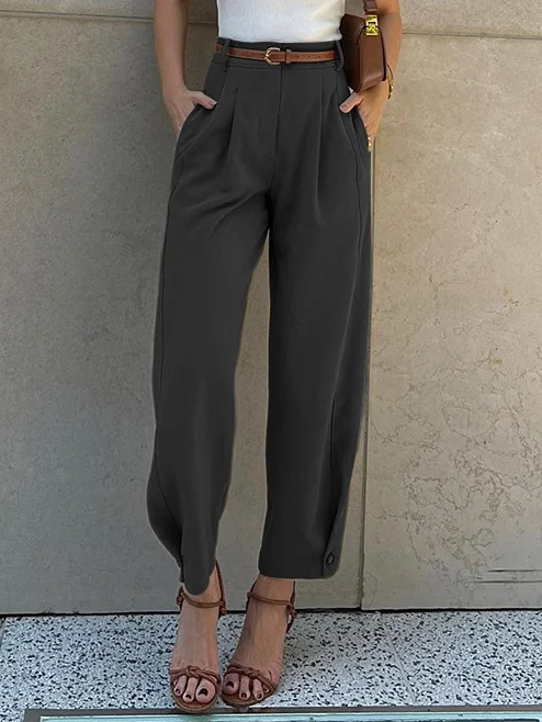 Urban Plain Ankle Pants Ruched Pant