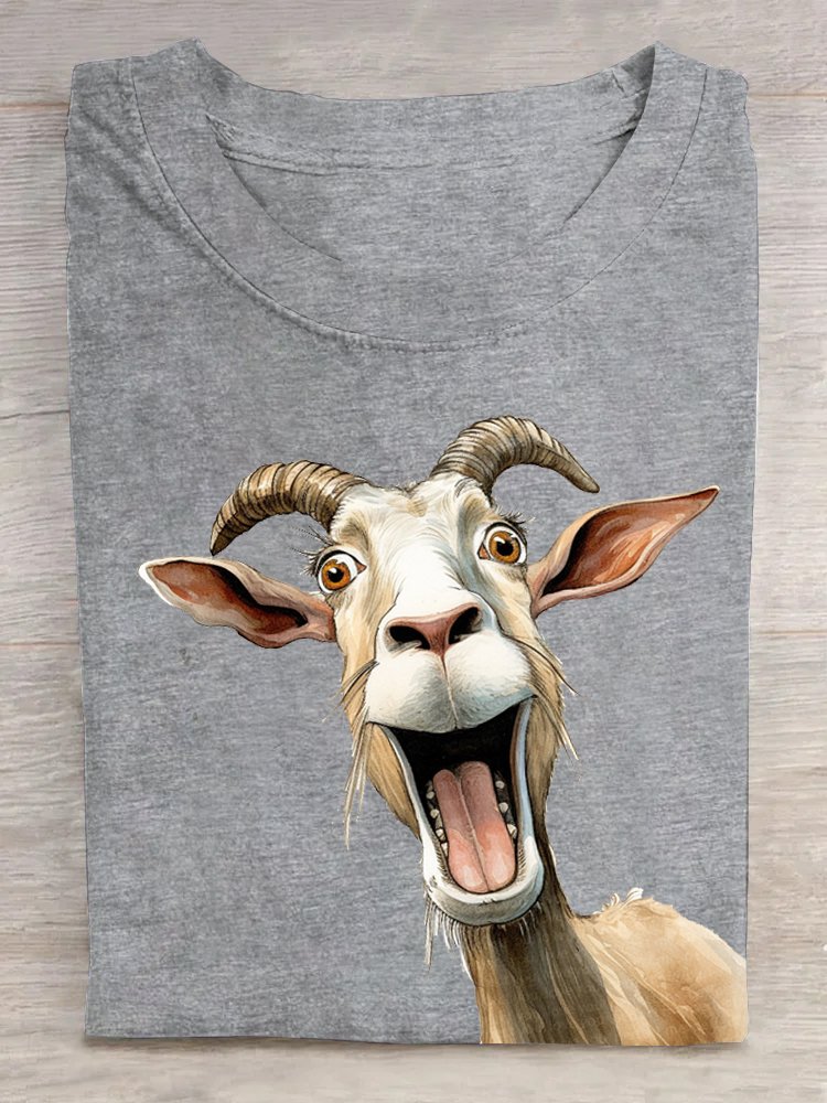 Casual Animal Crew Neck Short Sleeve T-shirt