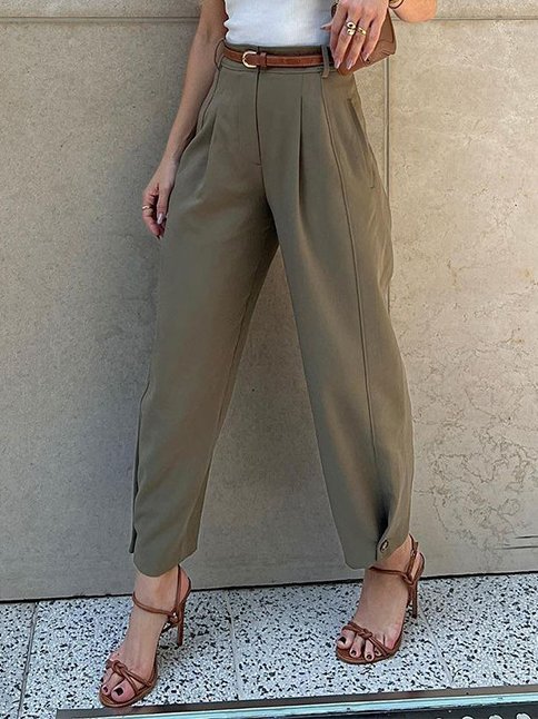 Urban Plain Ankle Pants Ruched Pant