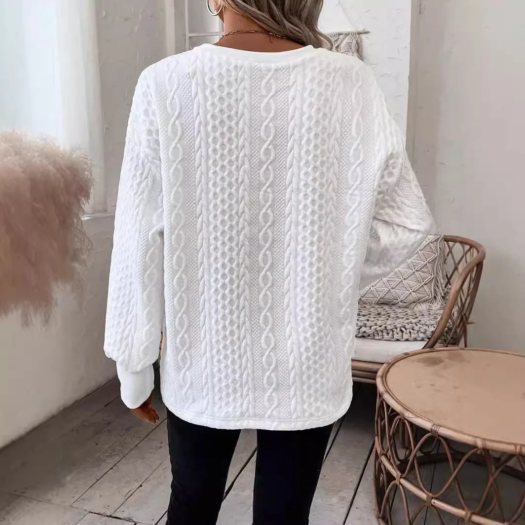 Casual V Neck Plain Sweatshirt