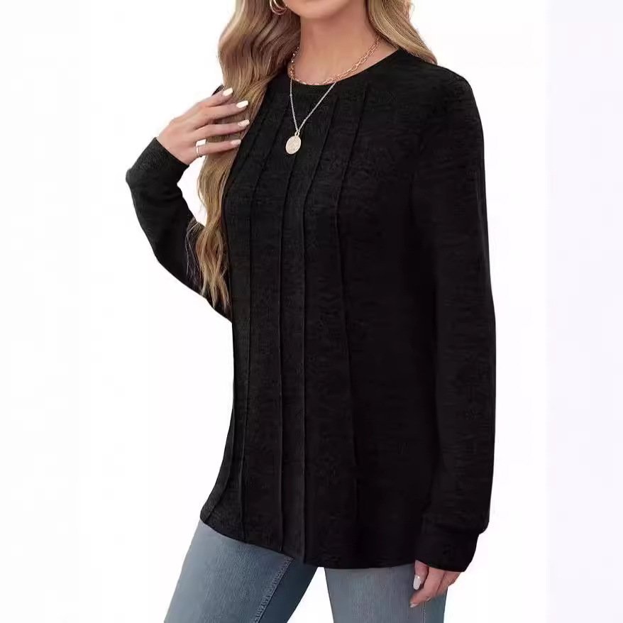 Casual Plain Asymmetrical Long Sleeve T-shirt