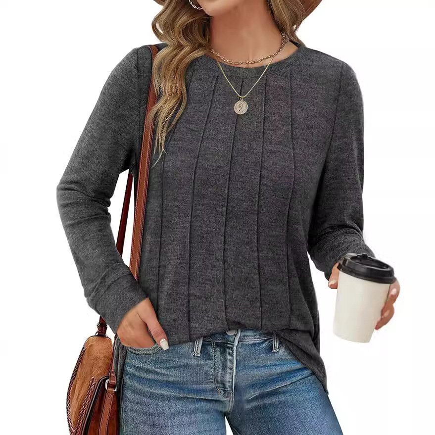 Casual Plain Asymmetrical Long Sleeve T-shirt