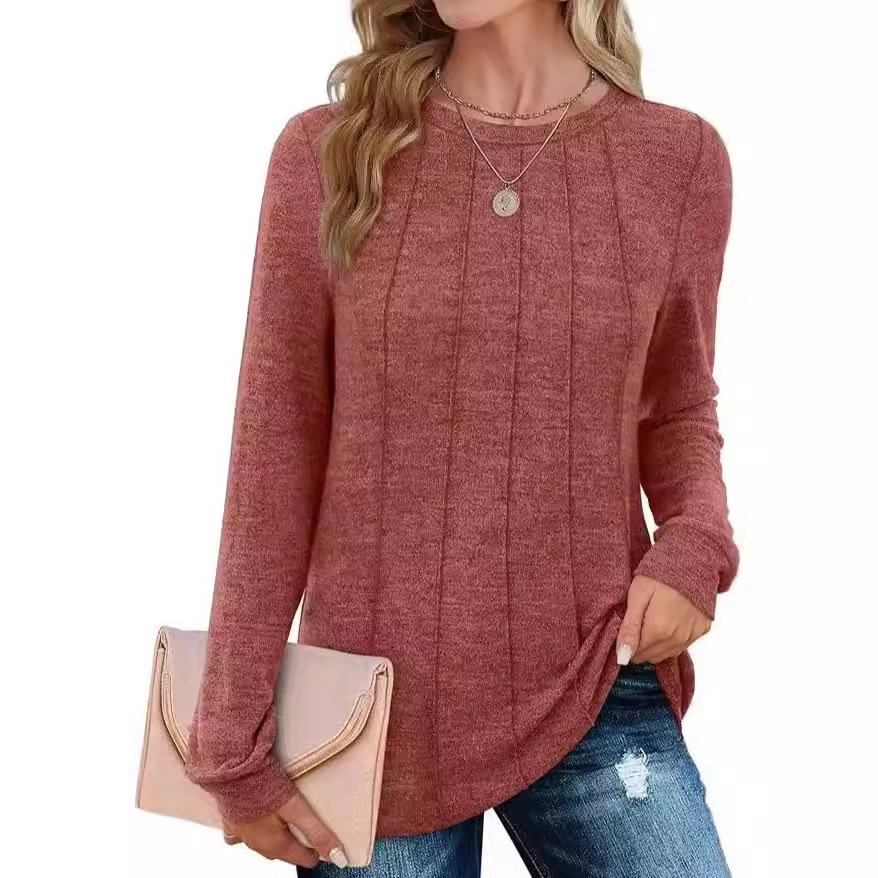 Casual Plain Asymmetrical Long Sleeve T-shirt