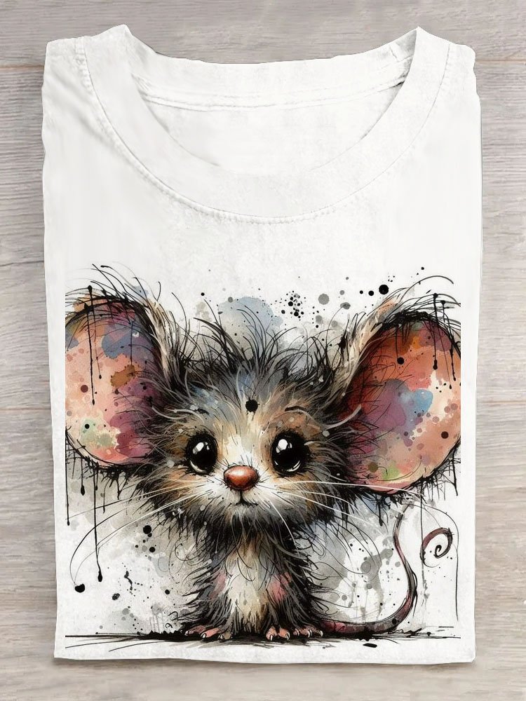 Casual Animal Crew Neck Short Sleeve T-shirt