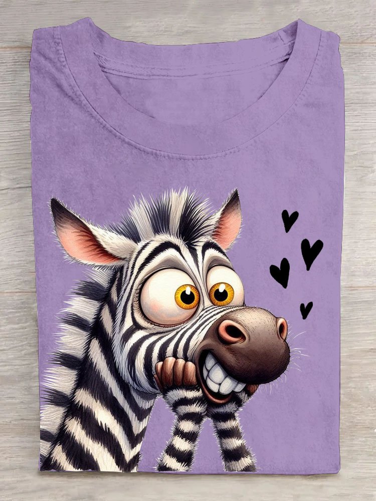 Casual Zebra Crew Neck Short Sleeve T-shirt