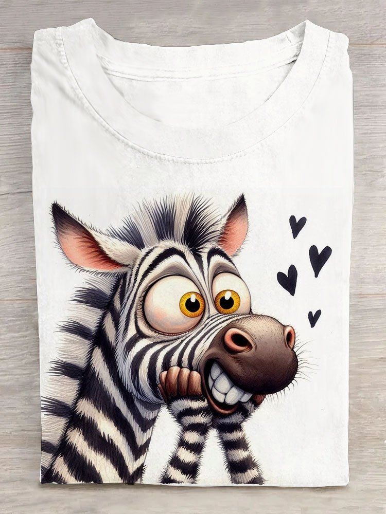 Casual Zebra Crew Neck Short Sleeve T-shirt