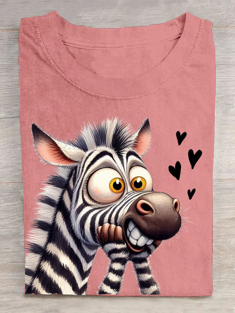 Casual Zebra Crew Neck Short Sleeve T-shirt