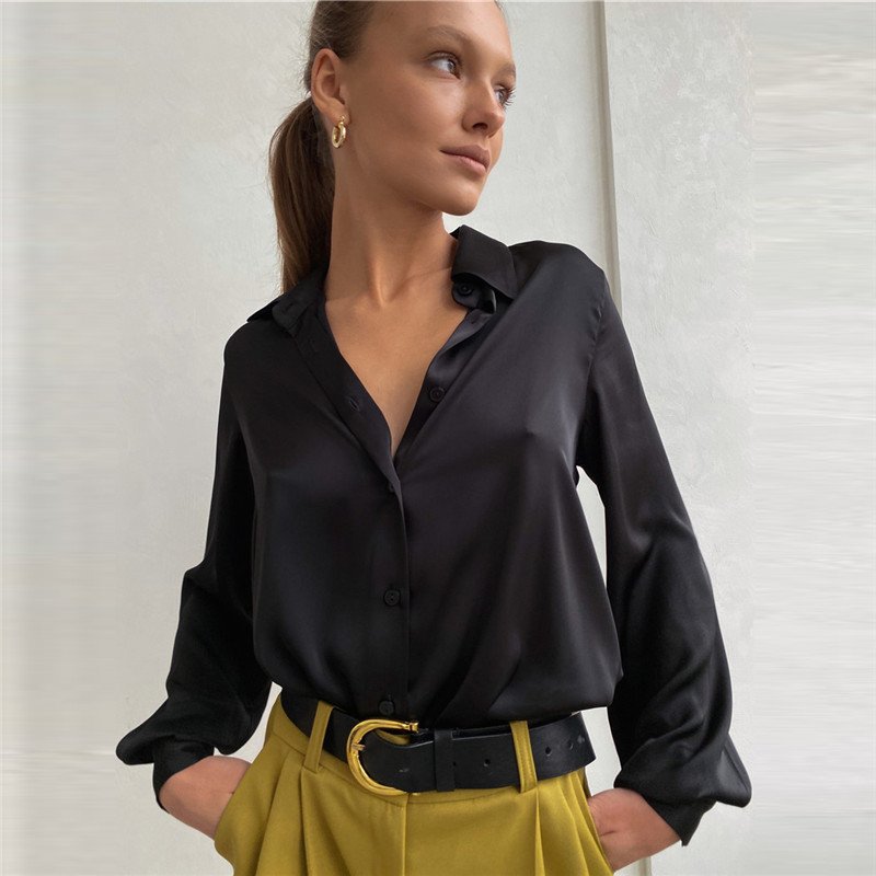 Shirt Collar Long Sleeve Plain Regular Regular Fit Shirt For Women