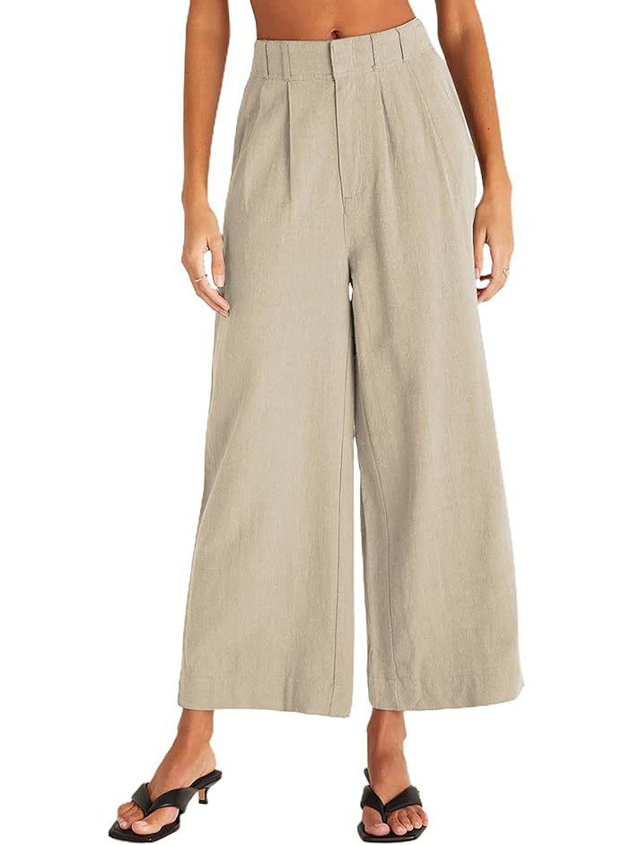 Casual Cotton And Linen Plain Loose Ankle Pants