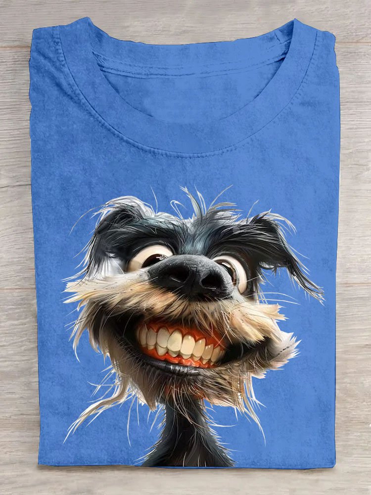 Casual Dog Crew Neck Short Sleeve T-shirt