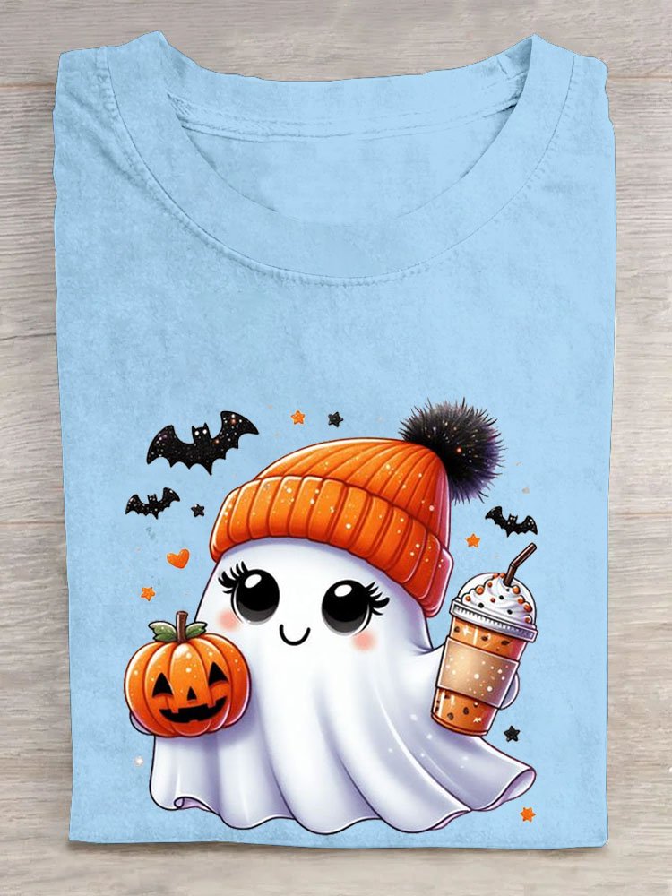 Casual Halloween Crew Neck Short Sleeve T-shirt