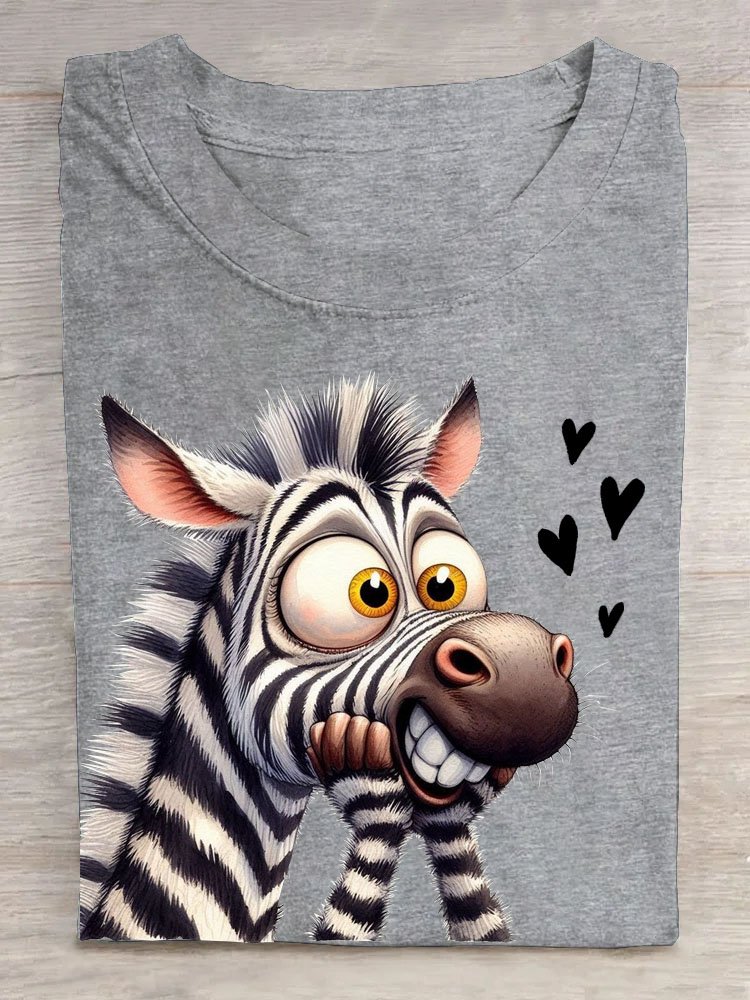 Casual Zebra Crew Neck Short Sleeve T-shirt