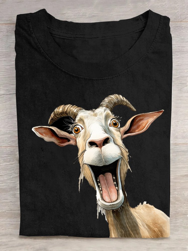 Casual Animal Crew Neck Short Sleeve T-shirt