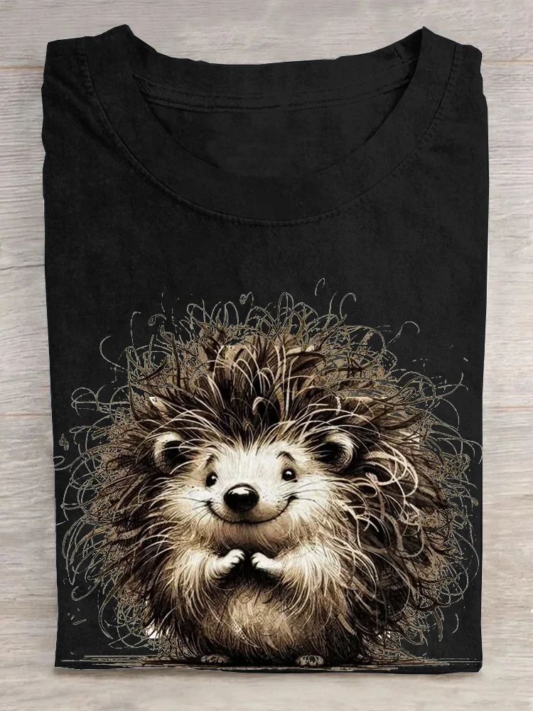 Casual Animal Crew Neck Short Sleeve T-shirt