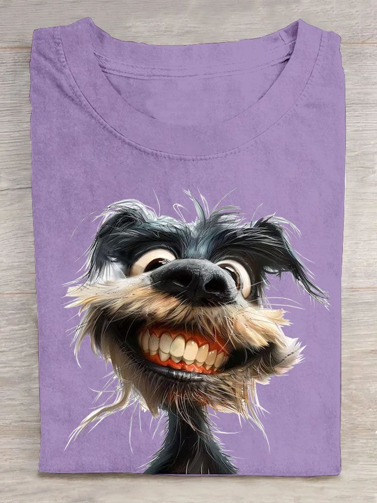 Casual Dog Crew Neck Short Sleeve T-shirt