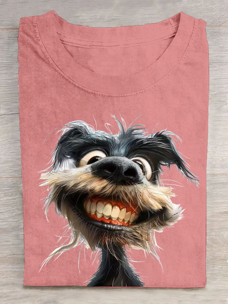 Casual Dog Crew Neck Short Sleeve T-shirt