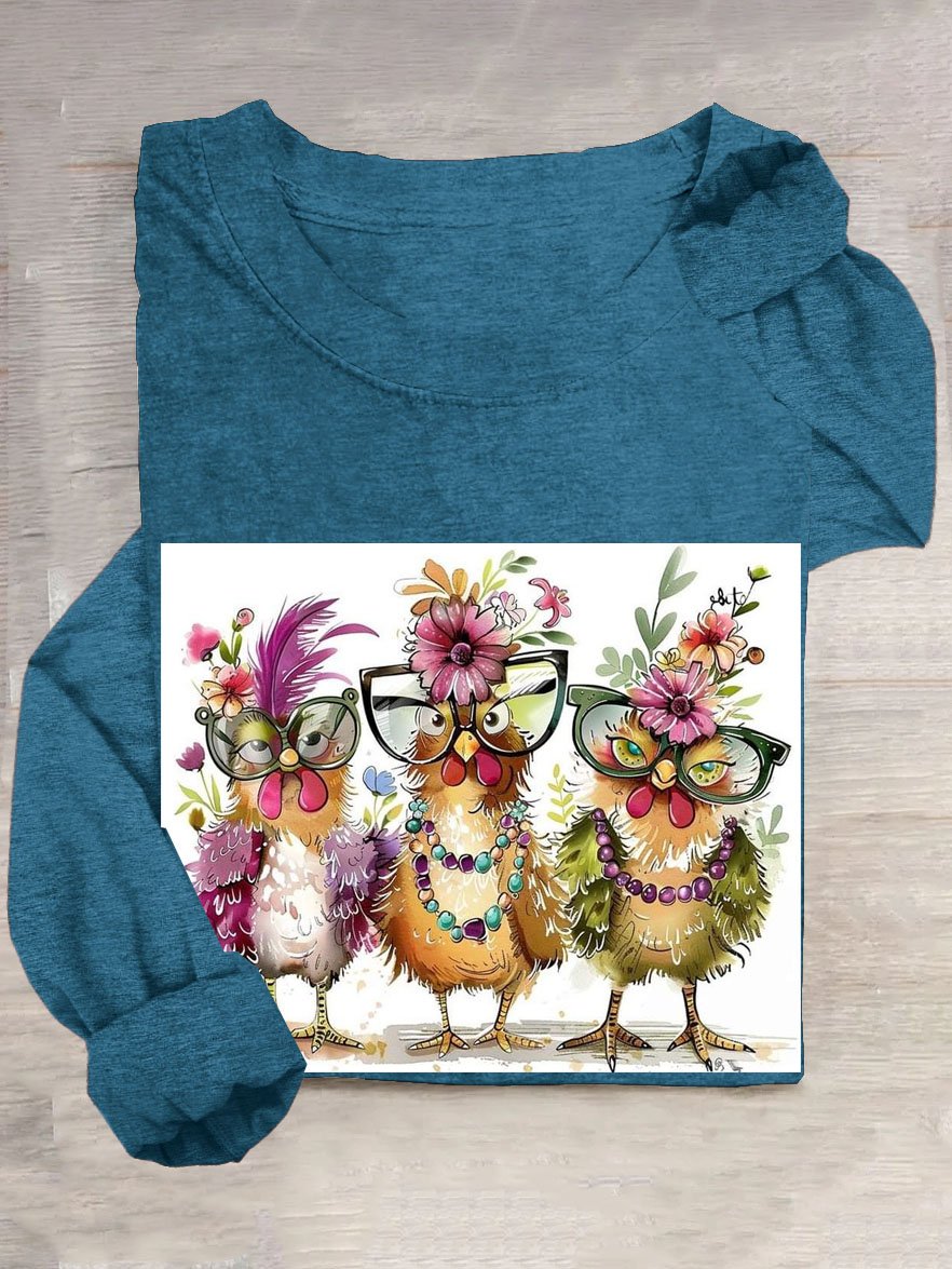 Casual Turkey Crew Neck Long Sleeve T-shirt