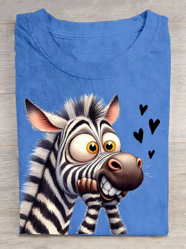 Casual Zebra Crew Neck Short Sleeve T-shirt