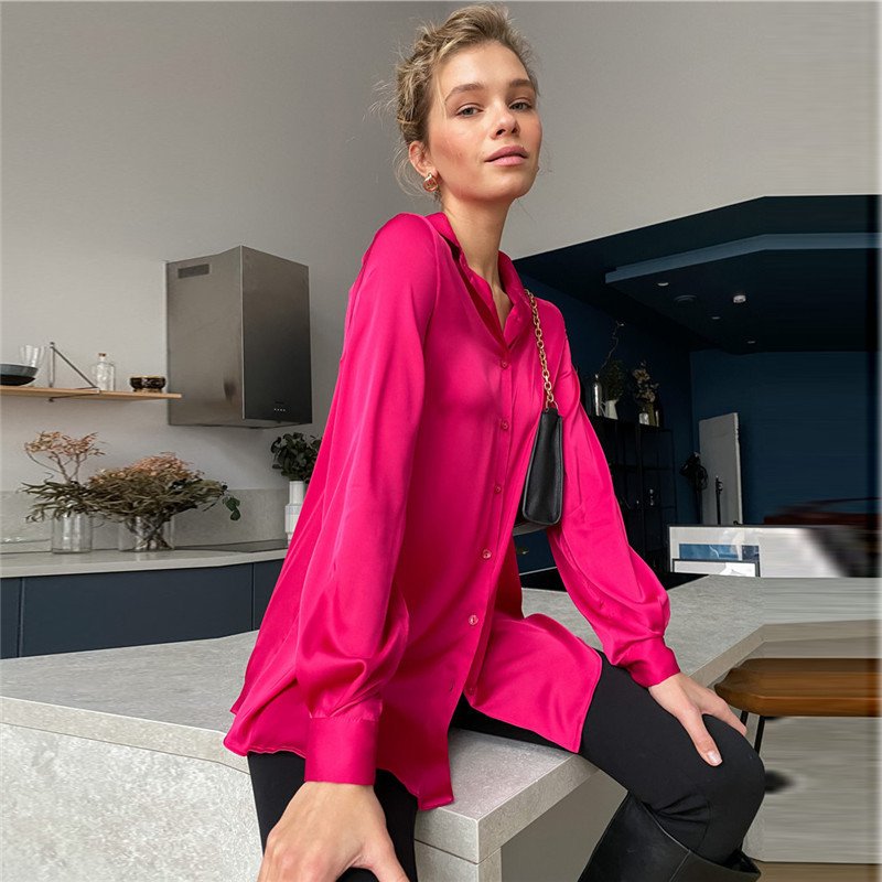 Shirt Collar Long Sleeve Plain Regular Regular Fit Shirt For Women