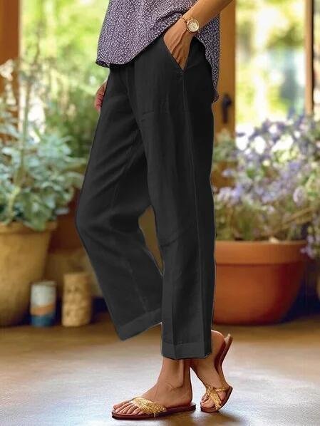 Women Casual Plain Loose Long Pants