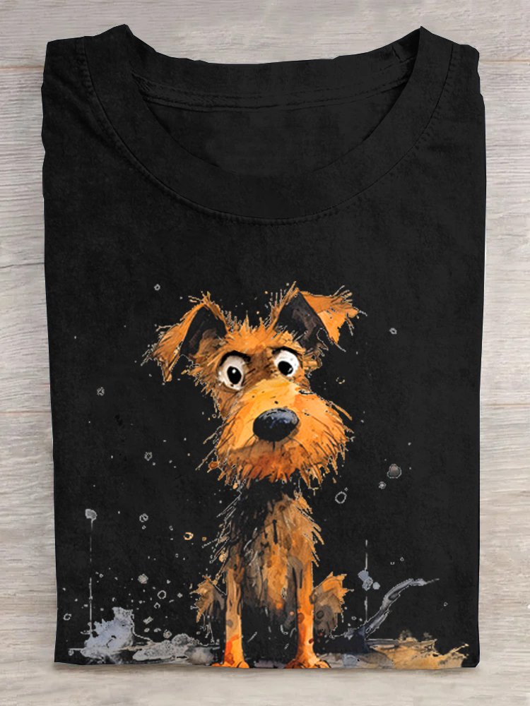 Casual Dog Crew Neck Short Sleeve T-shirt