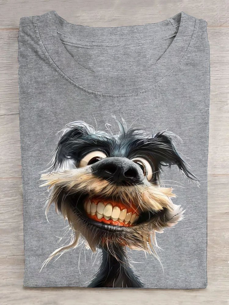 Casual Dog Crew Neck Short Sleeve T-shirt