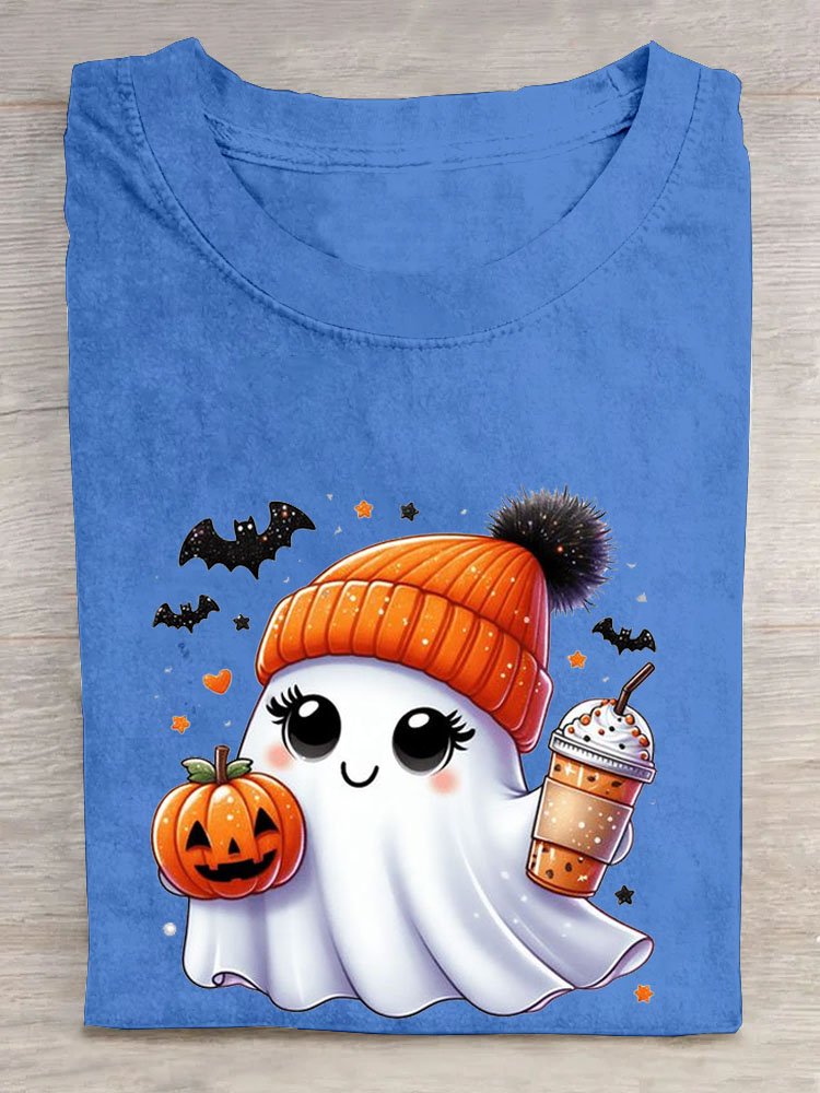 Casual Halloween Crew Neck Short Sleeve T-shirt