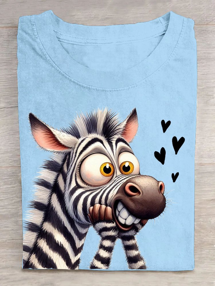 Casual Zebra Crew Neck Short Sleeve T-shirt