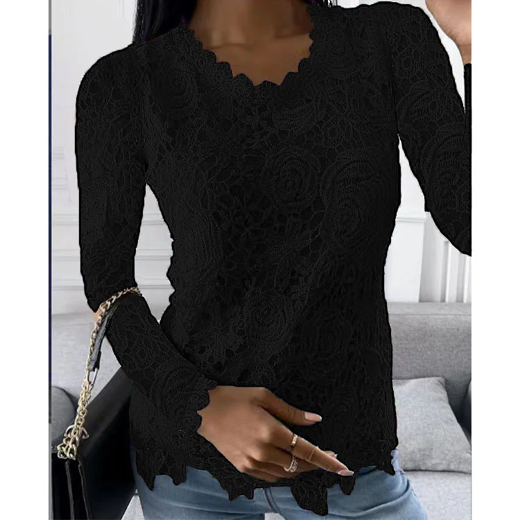 Long Sleeve Plain Regular Loose Blouse For Women