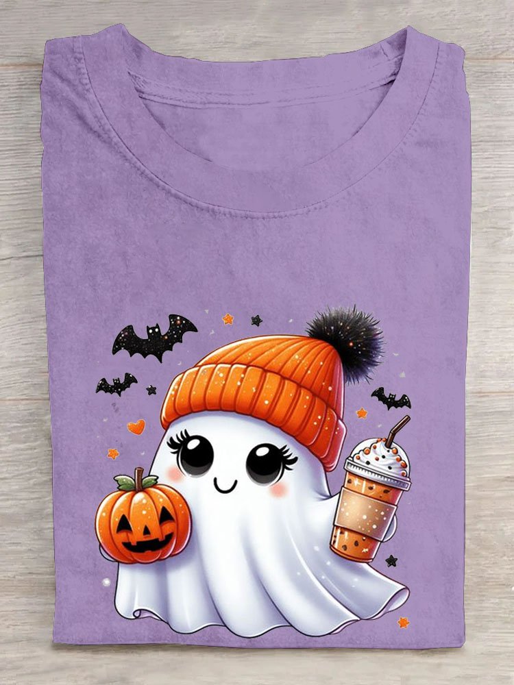 Casual Halloween Crew Neck Short Sleeve T-shirt