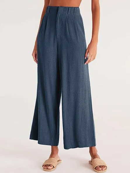 Casual Cotton And Linen Plain Loose Ankle Pants