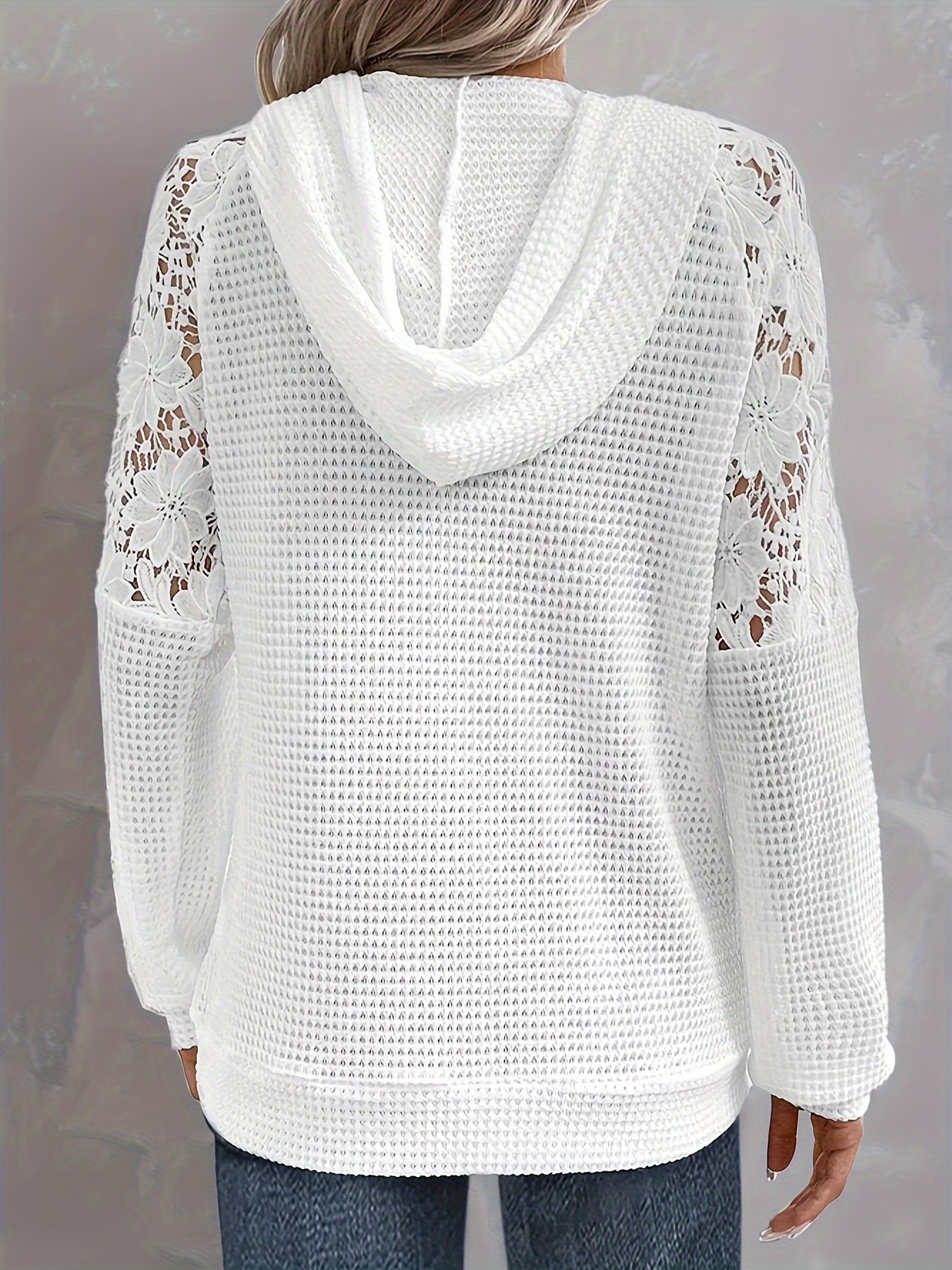 Casual Hoodie Plain Sweatshirt Lace