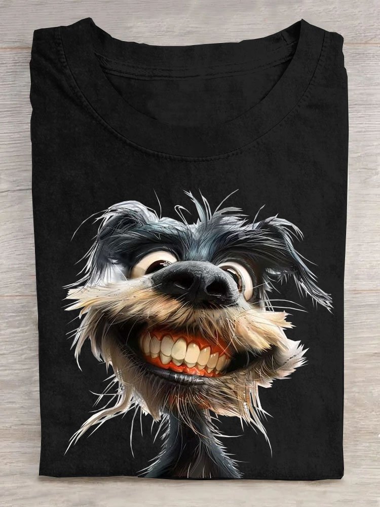 Casual Dog Crew Neck Short Sleeve T-shirt