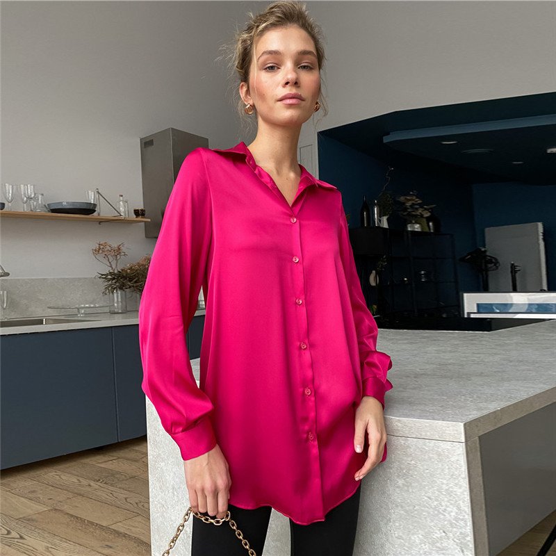 Shirt Collar Long Sleeve Plain Regular Regular Fit Shirt For Women