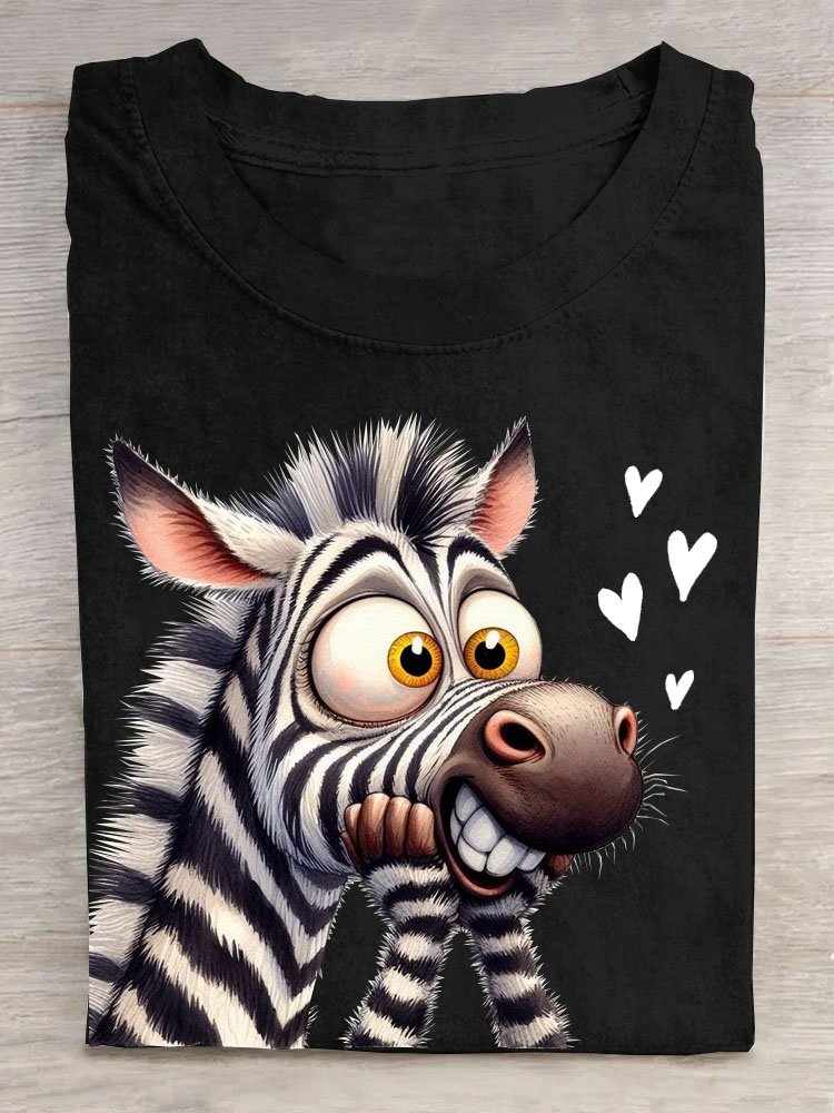 Casual Zebra Crew Neck Short Sleeve T-shirt